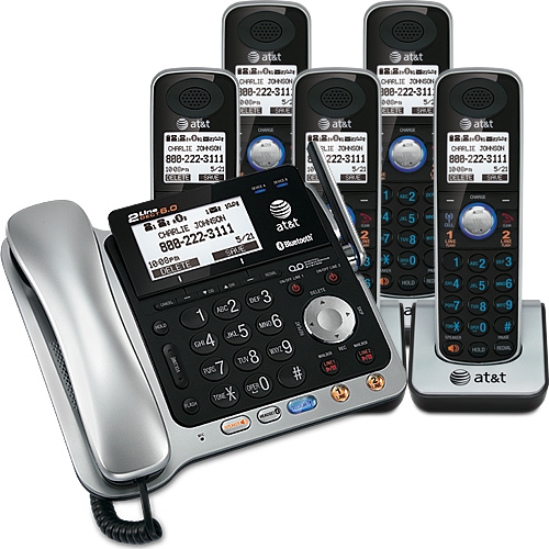 2-line 5 handset Connect to Cell™ corded/cordless answering system with caller ID/call waiting - view 1